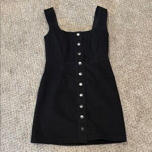 Black Corduroy Button-Down Dress